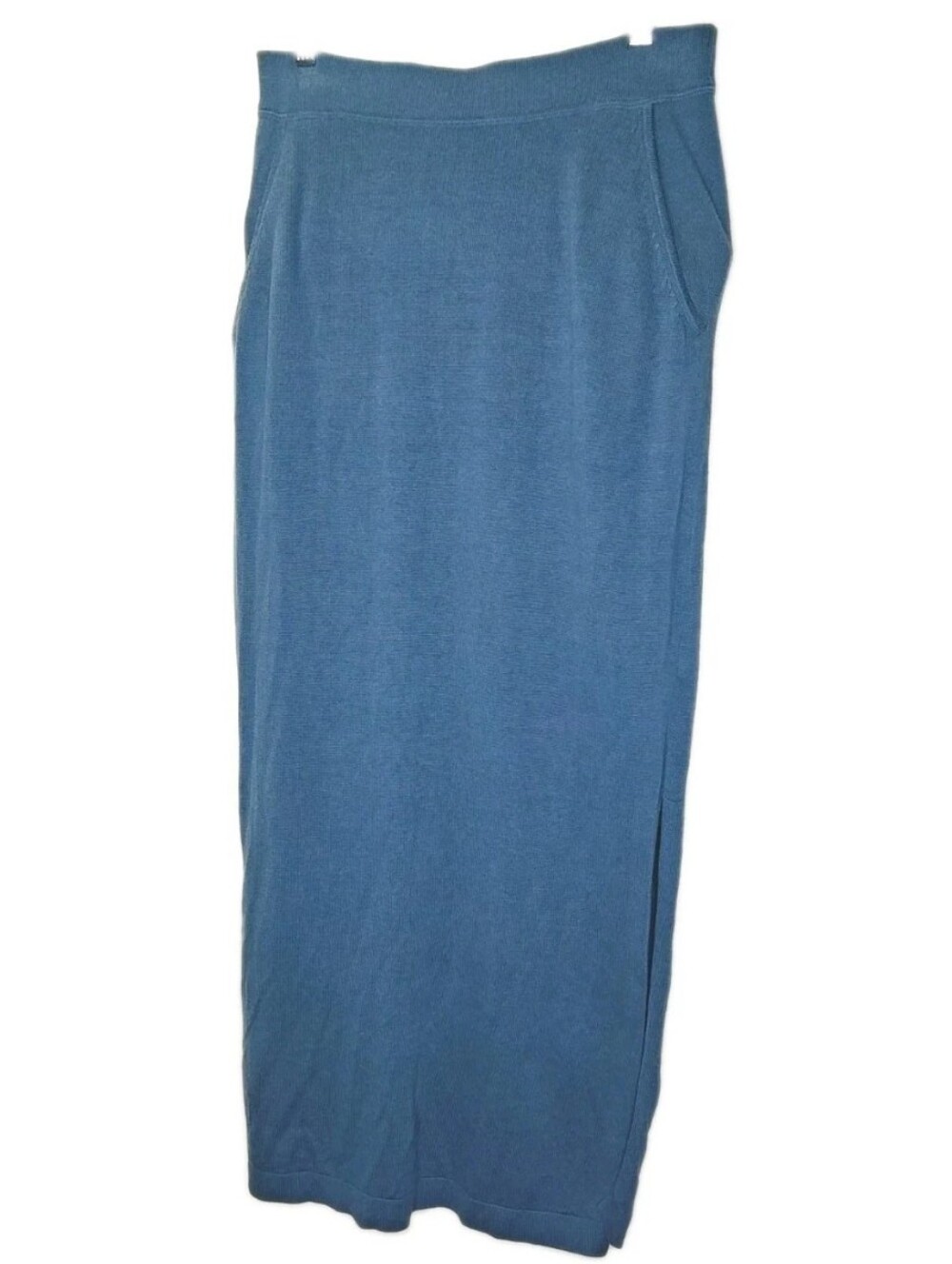 Peruvian Connection Woman M Mar Lauren Skirt Blue Pima Modal Knit Long Side Slit